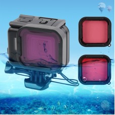 45 m: n vedenpitävä kotelon suojakotelo + kosketusnäytön takakansi GoPro New Hero /Hero6 /5: lle, soljen peruskiinnikkeellä ja ruuvilla (violetti, punainen, vaaleanpunainen) suodattimet, ei tarvitse poistaa linssiä (musta)