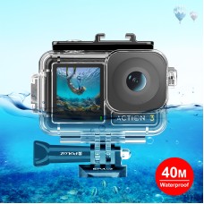 For DJI Osmo Action 3 PULUZ 40m Underwater Waterproof Housing Diving Case with Cold Shoe & Buckle Basic Mount & Screw