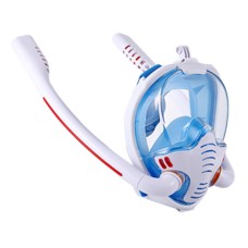 Masque en plongée Masque à double tube Silicone Full Dry Diving Mask Adult Swimming Mask Plongles Poux, Taille: S / M (blanc / bleu)
