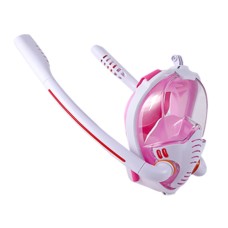 Masque en plongée Masque à double tube Silicone Full Dry Diving Mask Adult Swimming Mask Plongles Poux, Taille: L / XL (blanc / rose)