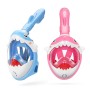 Cartoon Kids Full Dry Diving Mask Swimming Anti-Fog Snorkling Mask, Size: XS (Shark Blue)