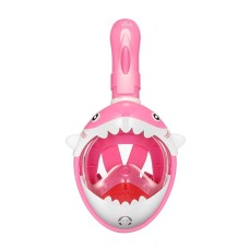 Kreskówki Kids Pełna sucha maska ​​nurkowa Swimming Anti-Fog Nurka z rurką, Rozmiar: XS (Różowy rekin)