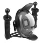Снимайте XTGP376C за GoPro Hero7 /6/5 Dome Port Underwater Diving Camera Camera Transparent Cover Coset Case с двойна дръжка Алуминиева тава за стабилизатор и водоустойчив калъф (черен)