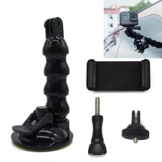 Slang Snake Arm Car Sucker Four-Section Universal Suction Cup + Telefonklipp för GoPro / Xiaoayi / Xiaomi / Akaso Ek5000 / Andra sportkameror