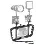 Puluz Dual Handheld Diving Light Arm CNC Aluminium Mount с ремък за GoPro Hero11 Black /Hero10 Black /Hero9 Black /Hero8 /Hero7 /6/5/5 Сесия /4 сесия /4/3+ /3/2/1, Insta360 One R , DJI Osmo Action и други екшън камери (Black)