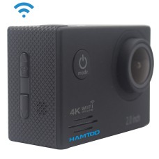 HAMTOD HF60 UHD 4K WIFI 16,0MP Sportkamera med vattentätt fodral, GeneralPlus 4247, 2,0 tum LCD -skärm, 120 graders vidvinkellins, med enkla tillbehör (svart)