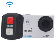 Hamtod HF60 Pro UHD 4K WiFi 16.0MP Sport Camera avec étui étanche et télécommande, GeneralPlus 4247, écran LCD de 2,0 pouces, objectif grand angle de 120 degrés, avec accessoires de luxe (blanc)