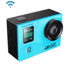HAMTOD H8A UHD 4K WIFI运动摄像头，带防水盒，Allwinner V3程序，0.66英寸前屏幕，2.0英寸LCD屏幕，170度广角镜（蓝色）