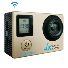 HAMTOD H12 UHD 4K WiFi  Sport Camera with Waterproof Case, Generalplus 4247, 0.66 inch + 2.0 inch LCD Screen, 170 Degree Wide Angle Lens (Gold)