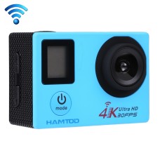 HAMTOD H12 UHD 4K WiFi  Sport Camera with Waterproof Case, Generalplus 4247, 0.66 inch + 2.0 inch LCD Screen, 170 Degree Wide Angle Lens (Blue)