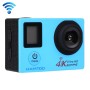 Hamtod H12 UHD 4K Wifi Sport Camera con estuche impermeable, GeneralPlus 4247, pantalla LCD LCD de 0.66 pulgadas + 2.0 pulgadas, lente gran angular de 170 grados (azul)