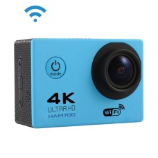 HAMTOD H9A HD 4K WiFiスポーツカメラ、防水ケース、GeneralPlus 4247、2.0インチLCDスクリーン、120度広角レンズ（青）