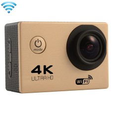 F60 2,0 -Zoll -Bildschirm 170 Grad Weitwinkel WiFi Sport Action Camera Camcorder mit wasserdichtem Gehäuse, Stütze 64 GB Micro SD -Karte (Gold)