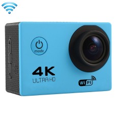 F60 2.0 pulgadas Pantalla 170 grados Wifi Wifi Sport Action Cámara de videas con estuche de carcasa impermeable, soporte de 64 GB de tarjeta Micro SD (azul)