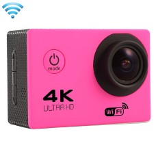 F60 2,0 pouces écran 170 degrés grand angle WiFi Sport Action Caméra caméscope avec boîtier de boîtier étanche, support de la carte micro SD 64 Go (magenta)