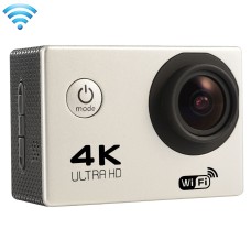 F60 2,0 pouces écran 170 degrés grand angle WiFi Sport Action Caméra caméscope avec boîtier de boîtier étanche, support de la carte micro SD 64 Go (argent)