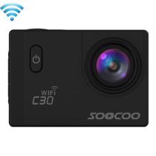 SOOCOO C30 2,0 pouces Écran 4K 170 degrés WiFi Sport Action Action Cam 1Crorder avec boîtier de boîtier étanche, support de la carte micro SD de 64 Go, compensation de la lumière rouge, invite vocale, anti-gâteau au gyroscope, sortie HDMI, a obtenu la cer