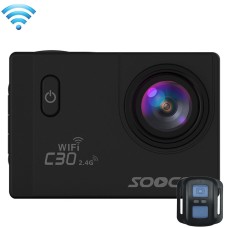 SOOCOO C30R 2,0-дюймовий екран 170 градусів Широкий кут Wi-Fi Sport Action Camera Chamera з водонепроникним корпусом та дистанційним контролером, підтримка 64 Гб Micro SD-карта та виявлення руху та дайвінгу та голосового підказки та виведення Anti-Shake &