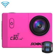 SOOCOO C30R 2,0-дюймовий екран 170 градусів Широкий кут Wi-Fi Sport Action Camera Chamera з водонепроникним корпусом та дистанційним контролером, підтримуйте 64 Гб Micro SD-карта та виявлення руху та дайвінг режим та голосовий підказ та вихід Anti-Shake &