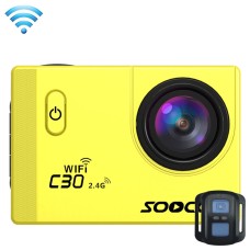 Sooocoo C30R 2.0英寸屏幕170度宽角度WiFi运动动作摄像机摄像机摄像机带有防水外壳和遥控器，支撑64GB Micro SD卡和运动检测和潜水模式和语音提示和反对＆HDMI输出（黄色）
