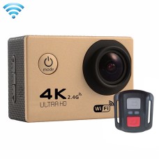 Écran F60R 2,0 pouces 4K 170 degrés grand angle WiFi Sport Action Caméra caméscope avec boîtier de boîtier étanche et télécommande, support de la carte Micro SD 64 Go (or)