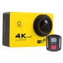 F60R מסך 2.0 אינץ '4K 170 מעלות זווית רחבה WiFi Wifi ספורט מצלמת מצלמת מצלמת מצלמת עם מארז דיור אטום למים ובקר מרחוק, תמיכה בכרטיס מיקרו SD 64 ג'יגה -בייט (צהוב)