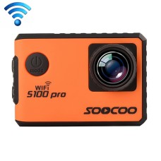Soocoo S100 Pro 4K WiFi სამოქმედო კამერა წყალგაუმტარი საცხოვრებლის შემთხვევაში, 2.0 დიუმიანი ეკრანი, 170 გრადუსი სიგანე (ნარინჯისფერი)