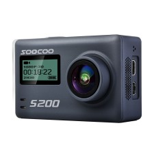 SOOCOO S200 APP APPY ULTRA HD 4K WIFI מצלמת פעולה, 2.45 אינץ ' + 0.96 אינץ' מסך מגע כפול, 270 מעלות זווית רחבה, תמיכה בכרטיס TF (מקסימום 64GB) ו- GPS & MIC & CONTROL CONTROL & PORTROATY (אפור)