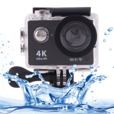 H9 4K Ultra HD1080p 12MP 2 დიუმიანი LCD ეკრანი WiFi Sports Camera, 170 გრადუსი სიგანის კუთხის ობიექტივი, 30 მ წყალგაყვანილობა (შავი)