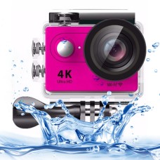 H9 4K Ultra HD1080P 12MP 2インチLCDスクリーンWiFiスポーツカメラ、170度広角レンズ、30M防水（ピンク）