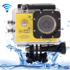 SJ7000 FULL HD 1080P 2,0 tum LCD-skärm Novatek 96655 WiFi Sportkamera kamera med vattentätt fodral, 170 grader HD vidvinkellins, 30 m vattentät (gul)