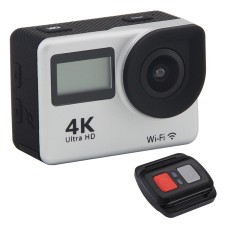 S300 HD 4K Wi -Fi 12,0MP Sport Camera с пультом дистанционного управления и 30 -метровым водонепроницаемым корпусом, 2,0 -дюймовый сенсорный экран LTPS + 0,66 -дюймовый передний дисплей, GeneralPlus 4248, 170 градусов широкоугольной линзы (серебро)