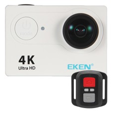 EKEN H9R Ultra HD 4K WiFi Sportkamera med fjärrkontroll och vattentät fall, Ambarella A12S75, 2,0 tum LCD -skärm, 170 graders vidvinkel 6G+1IR -lins (vit)