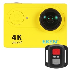 Eken H9r Ultra HD 4K WiFi Sport კამერა დისტანციური მართვის და წყალგაუმტარი შემთხვევით, Ambarella A12S75, 2.0 დიუმიანი LCD ეკრანი, 170 გრადუსიანი სიგანის კუთხე 6G+1IR ობიექტივი (ყვითელი)