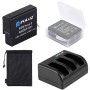 PULUZ 4 IN 1 AHDBT-501 3.85V 1220MAH BATTERIE + AHDBT-501 Chargeur de batterie à 3 canaux + sac de stockage en maille + kits de boîte de rangement de batterie pour GoPro Hero7 / 6/5