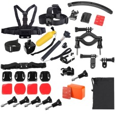 YKD-129 38 in 1 Chest Belt + Wrist Belt + Head Strap + Floating Bobber Monopod + Screws + Carry Bag + Seatpost Pole Mount Set for GoPro HERO7 /6 /5 /5 Session /4 Session /4 /3+ /3 /2 /1, Xiaoyi and Other Action Cameras