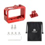 PULUZ Aluminum alloy Frame Mount Protective Case Cage with Cold Shoe Base Slot & Tripod Base Adapter for Insta360 One R(Red)