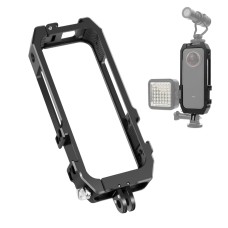 Puluz Protective Cage Rig Housing Frame With Cold Shoe Mounts & Magnetic Folding Stativ Adapter för Insta360 One X2 (svart)
