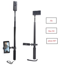 STARTRC 2m Super Long Telescopic Aluminum Alloy Monopod Selfie Stick with Phone Clamp Holder for Insta360 One / One X / EVO 360