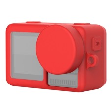Étui de protection en silicone avec couverture d'objectif et longes pour l'action DJI Osmo (rouge)