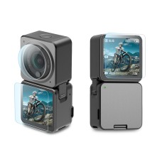 Puluz 3 i 1 lins + fram- och bakre LCD -skärm 9h 2.5D härdad glasfilm för DJI -action 2