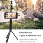 STARTRC Multi-functional Foldable Aluminum Alloy Tripod Holder + Selfie Stick Monopod with Phone Clamp for DJI OSMO Pocket, Length: 30-94cm(Black)