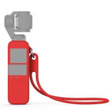 车身硅胶盖盒，带有19厘米的硅胶腕带，用于DJI OSMO口袋（红色）